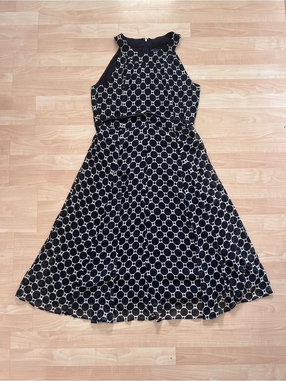 Tommy Hilfiger Navy and White Polka Dot Midi Dress